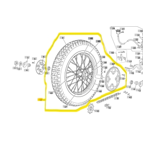 Sherco Bakhjul Komplett m/Dekk & 42T Bakdrev (Uten bremseskive)