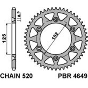 PBR Beta Bakdrev Ergal Alu RR 2T/ 4T Sølv 13->