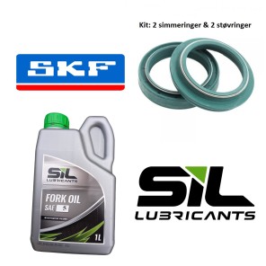 Skf 2 Simmerring / 2 Støvring 38mm + SIL Gaffelolje 5W